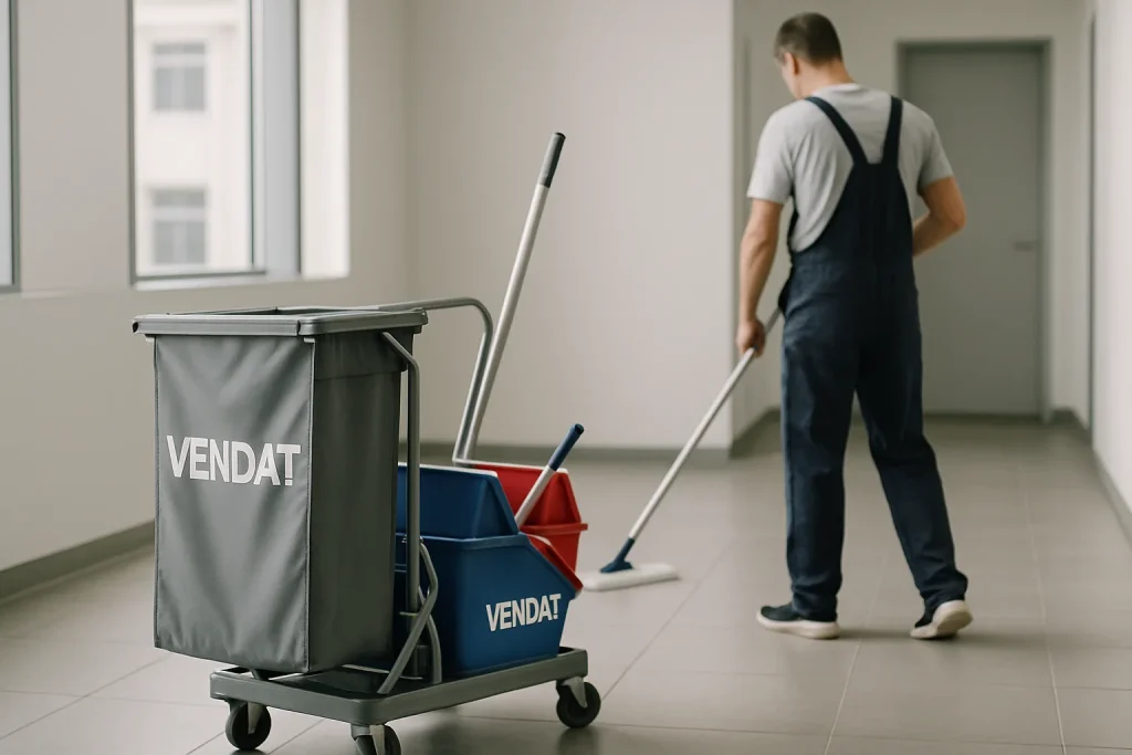 Un professionnel du nettoyage à Vendat nettoyant un appartement insalubre.